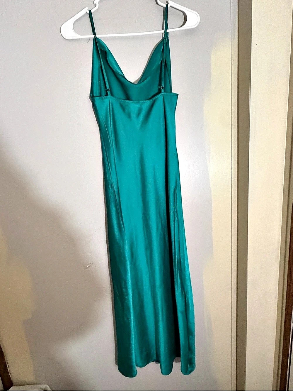 Teal Satin-Style Maxi Dress